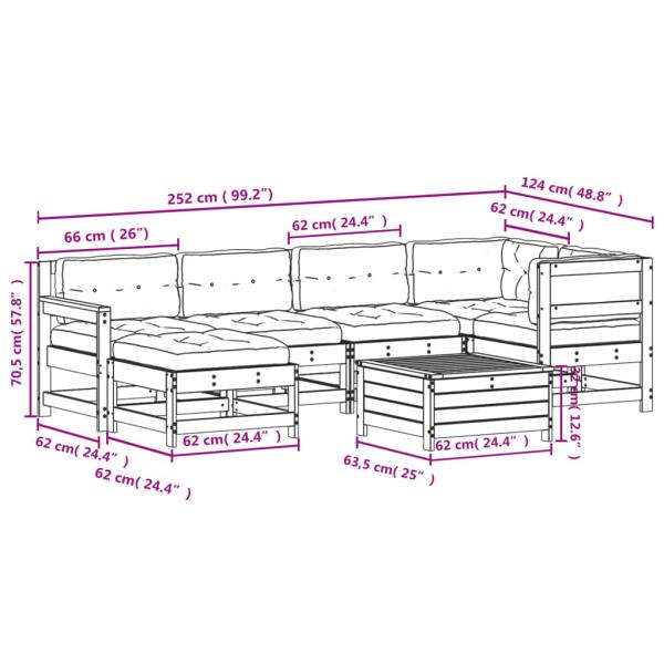 7-tlg. Garten-Lounge-Set mit Kissen Imprägniertes Kiefernholz