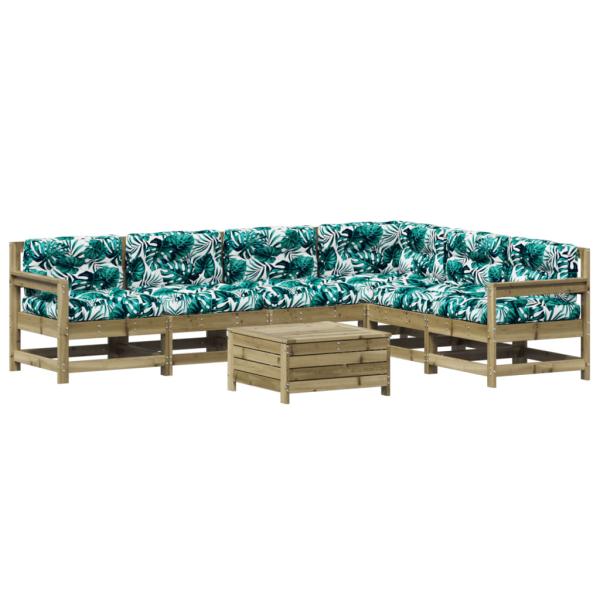 7-tlg. Garten-Lounge-Set mit Kissen Imprägniertes Kiefernholz