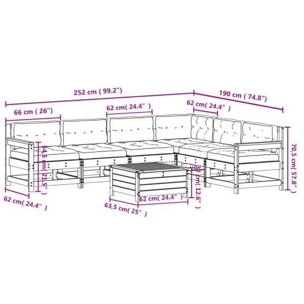 7-tlg. Garten-Lounge-Set mit Kissen Imprägniertes Kiefernholz