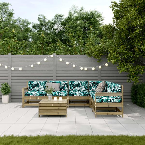 7-tlg. Garten-Lounge-Set mit Kissen Imprägniertes Kiefernholz