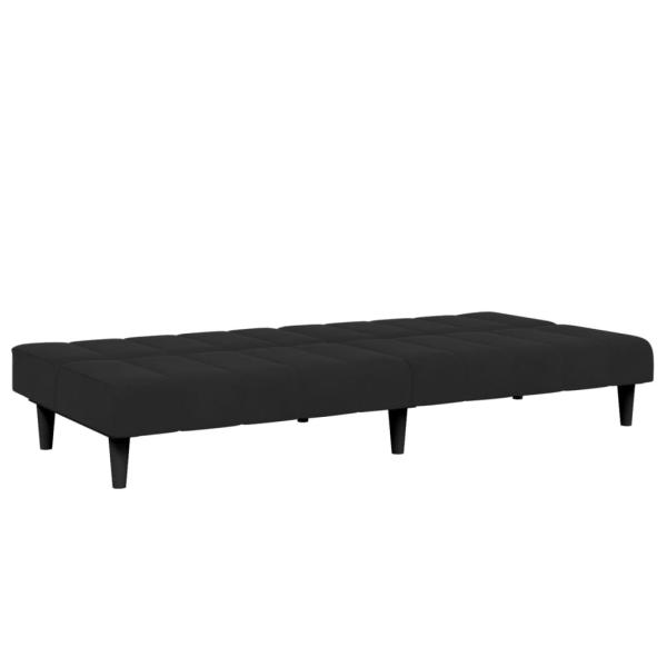 Schlafsofa 2-Sitzer mit Fußhocker Schwarz Samt