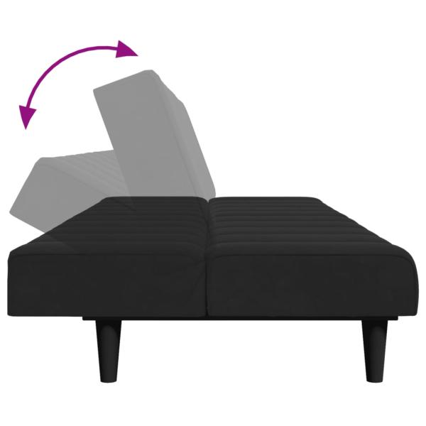 Schlafsofa 2-Sitzer mit Fußhocker Schwarz Samt