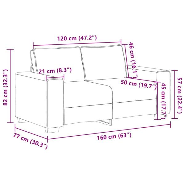 ARDEBO.de - 2-Sitzer-Sofa Creme 120 cm Stoff