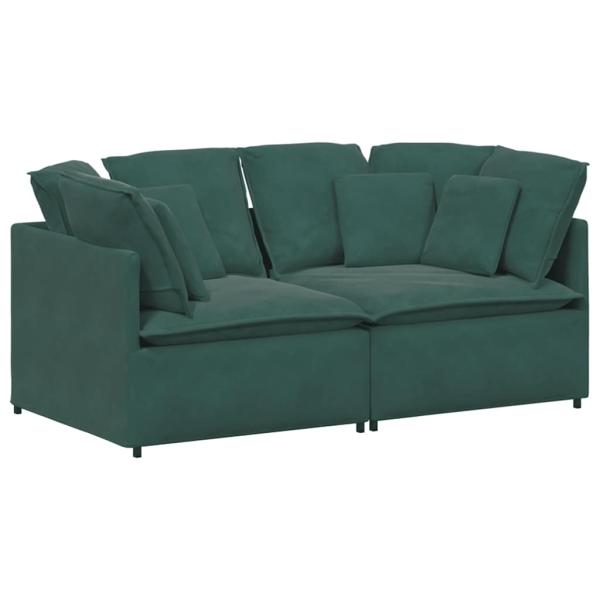 Modulares Sofa mit Kissen Samt Dunkelgrün