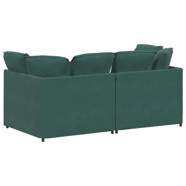 Modulares Sofa mit Kissen Samt Dunkelgrün