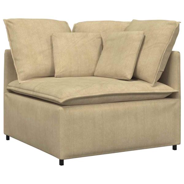 Modulares Sofa mit Fußhocker Kissen Cordstoff Hellgrün Grau