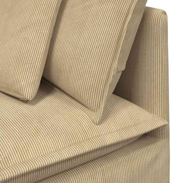 Modulares Sofa mit Fußhocker Kissen Cordstoff Hellgrün Grau
