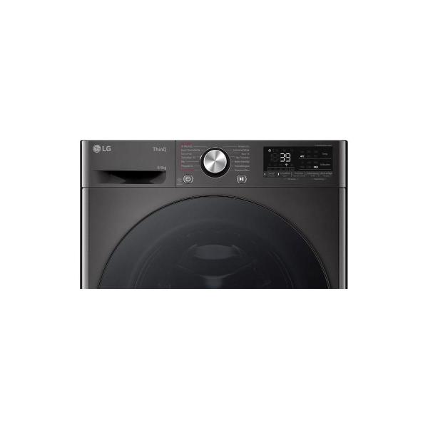 LG W4WR7096YB 6kg/ 9kg Stand Waschtrockner, 60 cm breit, 1400 U/ Min, WiFi, Kindersicherung, AI DD, Steam, Nachlegefunktion, platinum black