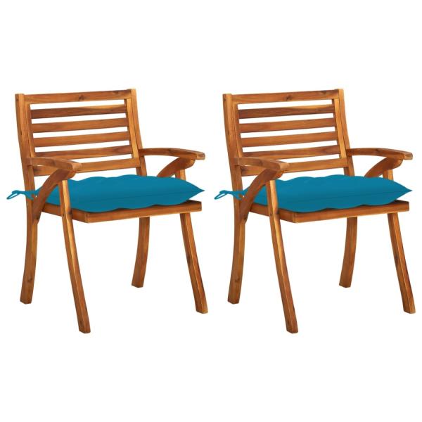 ARDEBO.de - Garten-Essstühle mit Kissen 2 Stk. Massivholz Akazie
