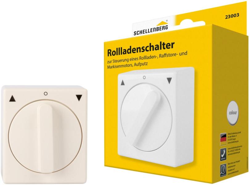 ARDEBO.de Schellenberg Rollladenschalter Aufputz, Knebelschalter mit Tast- und Rastfunktion, weiß (23003)