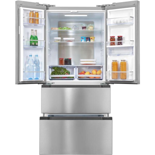 Exquisit FD490-160-WS-200E Stand Kühl-Gefrierkombination, 84 cm breit, 506 L, NoFrost, Wasserspender, Urlaubsfunktion, inoxlook