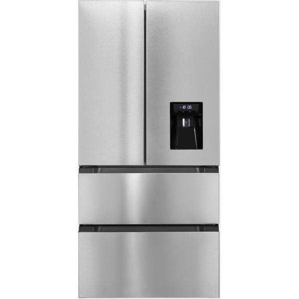 Exquisit FD490-160-WS-200E Stand Kühl-Gefrierkombination, 84 cm breit, 506 L, NoFrost, Wasserspender, Urlaubsfunktion, inoxlook