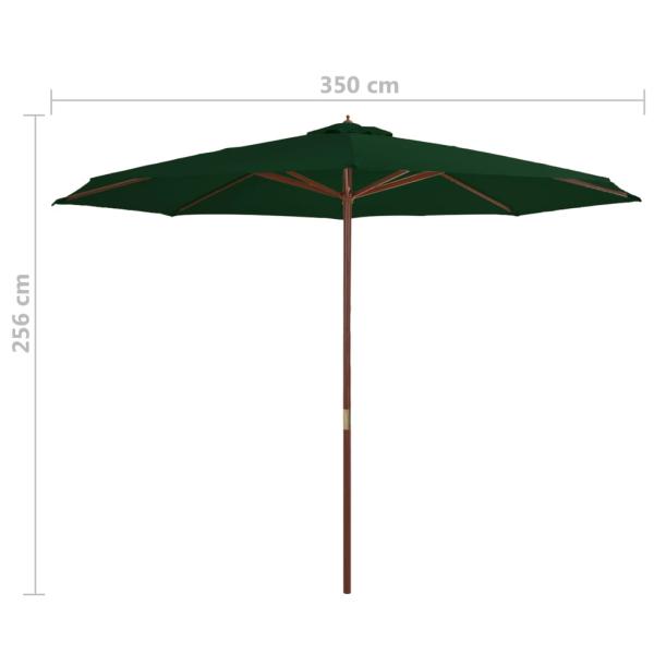 Sonnenschirm mit Holzmast 350 cm Grün