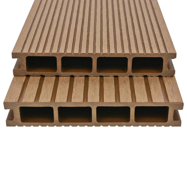 WPC Hohlkammer Terrassendielen mit Zubehör 20 m² 2,2 m Teak