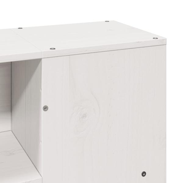 Massivholzbett mit Regal ohne Matratze Weiß 120x200 cm