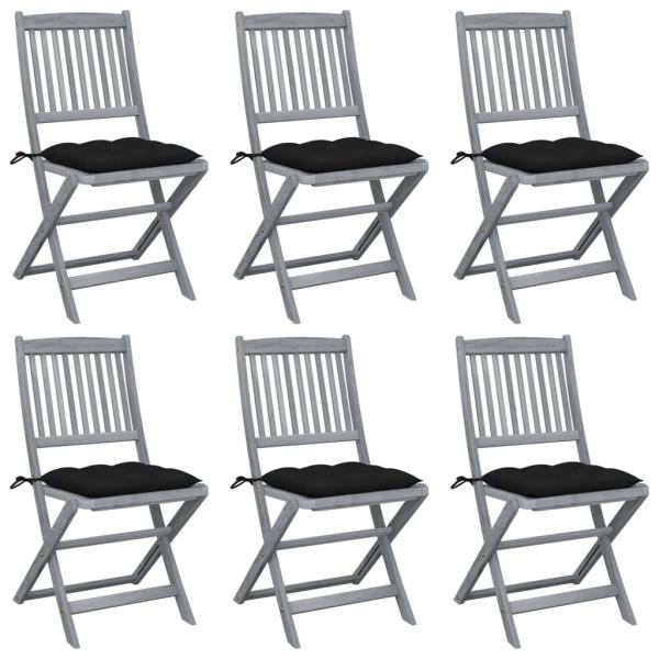 ARDEBO.de - Klappbare Gartenstühle 6 Stk. mit Kissen Massivholz Akazie