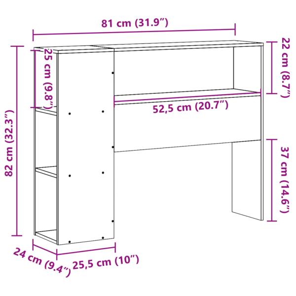 Kopfteil mit Stauraum Weiß 75 cm Massivholz Kiefer
