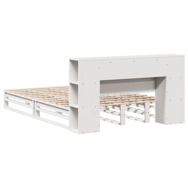 Massivholzbett mit Regal ohne Matratze Weiß 120x190 cm