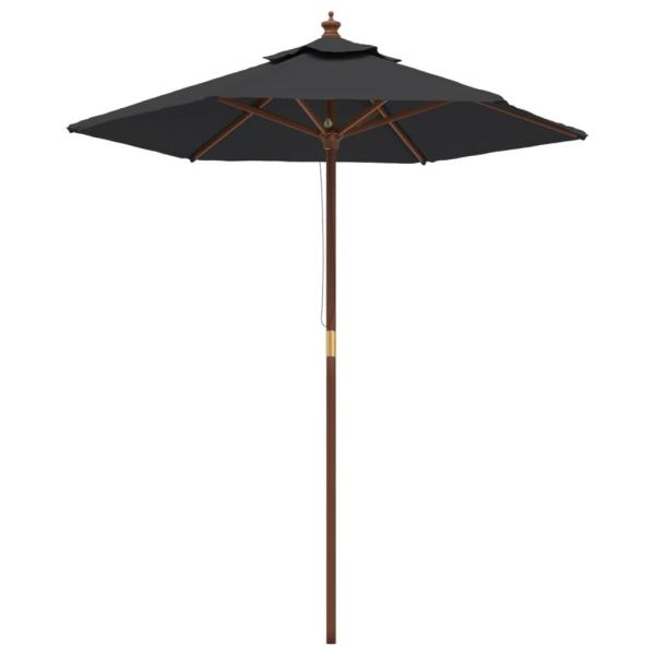 Sonnenschirm mit Holzmast Schwarz 196x231 cm