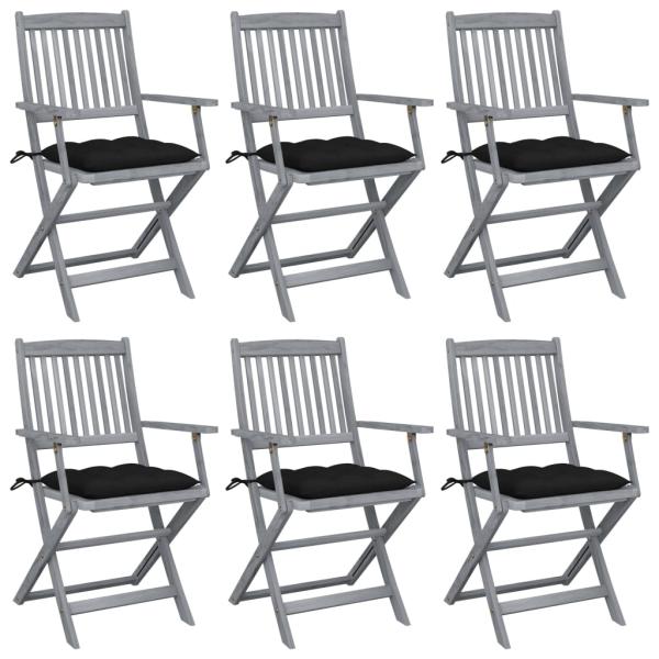 ARDEBO.de - Klappbare Gartenstühle 6 Stk. mit Kissen Massivholz Akazie