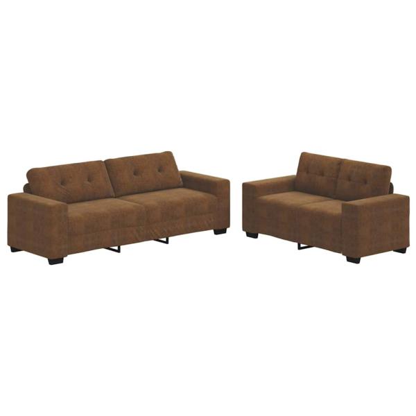 Set aus 2 Braun Stoff, Holz Groß Sleek Sofa Rechteckig