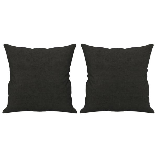 3-tlg. Sofagarnitur mit Kissen Schwarz Stoff