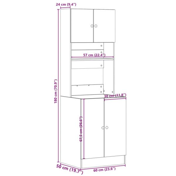 Küchenschrank Grau Sonoma 60x50x180 cm Holzwerkstoff