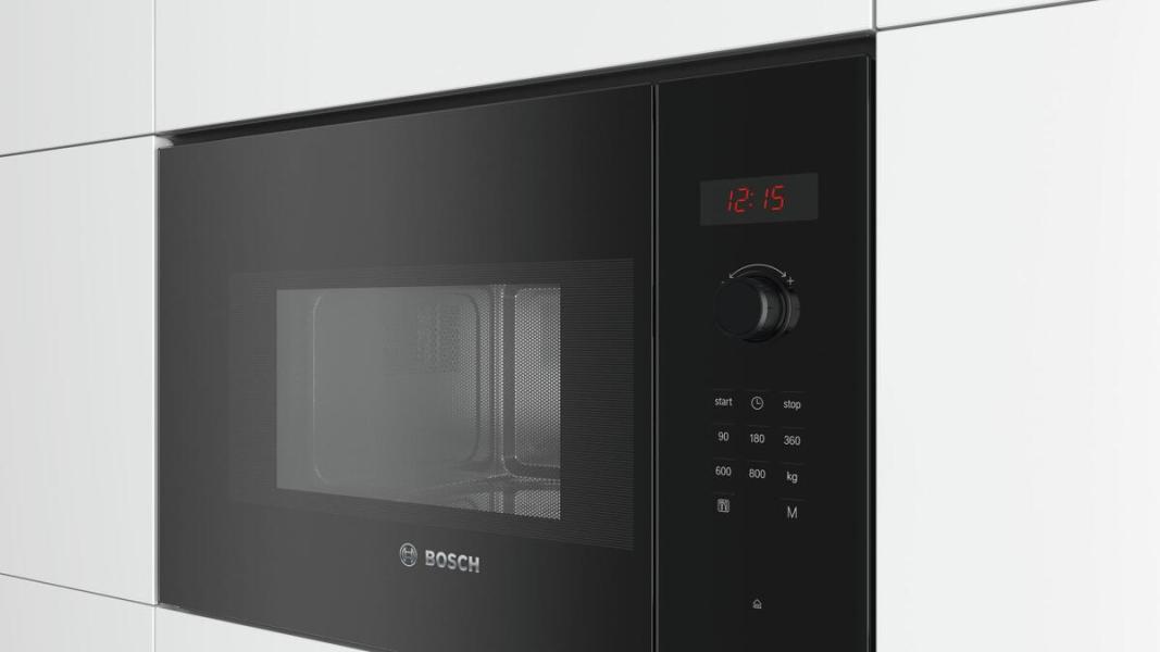 Bosch BFL523MB1F Serie 4 Einbau-Mikrowelle, 800 W, 21l, AutoPilot 7, Reinigungsunterstützung, schwarz