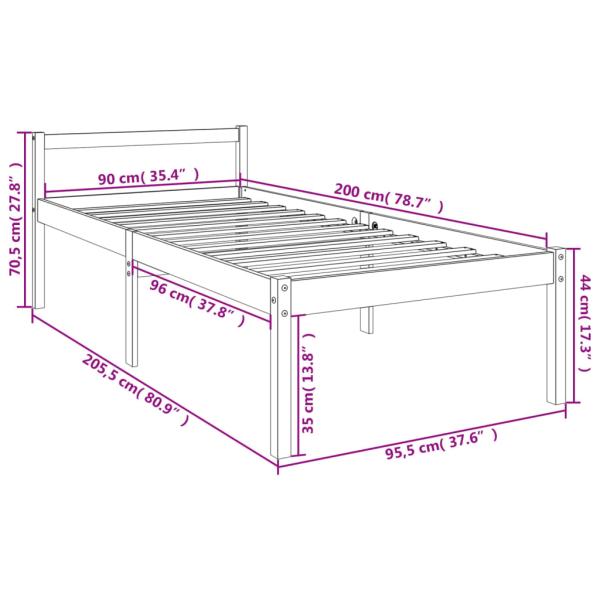 Seniorenbett 90x200 cm Massivholz Kiefer