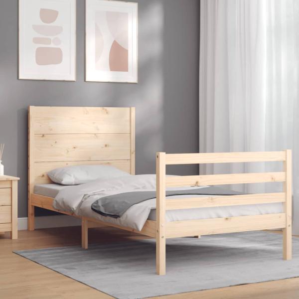 ARDEBO.de - Massivholzbett mit Kopfteil 90x200 cm