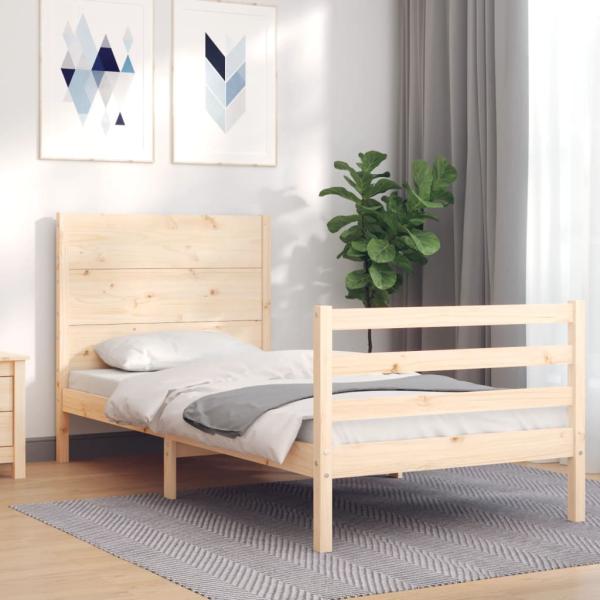 Massivholzbett mit Kopfteil 90x200 cm