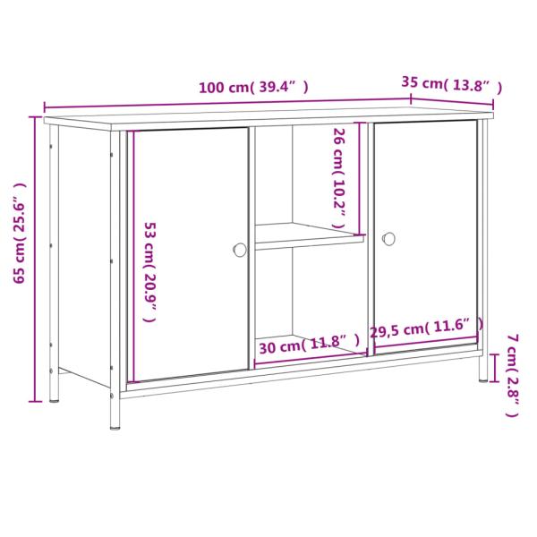 TV-Schrank Braun Eichen-Optik 100x35x65 cm Holzwerkstoff