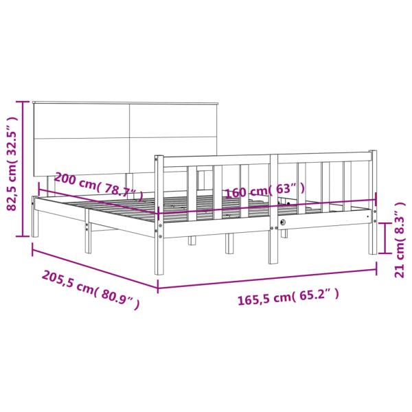 Massivholzbett ohne Matratze 160x200 cm Kiefernholz