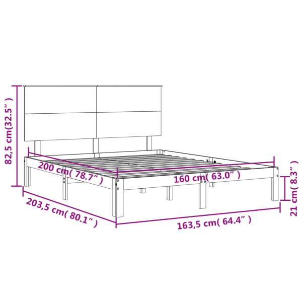 Massivholzbett ohne Matratze 160x200 cm Kiefernholz