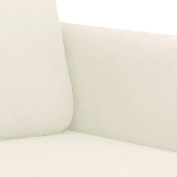 3-tlg. Sofagarnitur mit Kissen Creme Samt