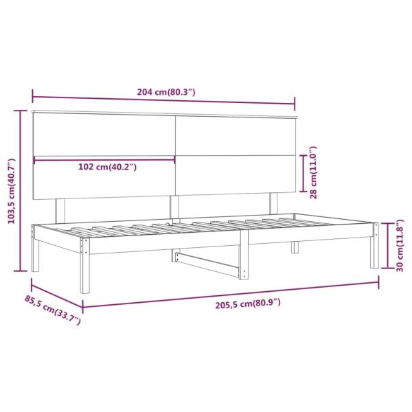 Tagesbett ohne Matratze 80x200 cm Massivholz Kiefer