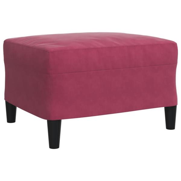 3-tlg. Sofagarnitur mit Kissen und Nackenrollen Weinrot Samt