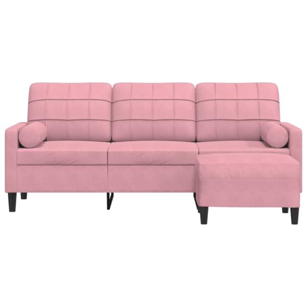 ARDEBO.de - 3-Sitzer-Sofa mit Hocker Rosa 180 cm Samt