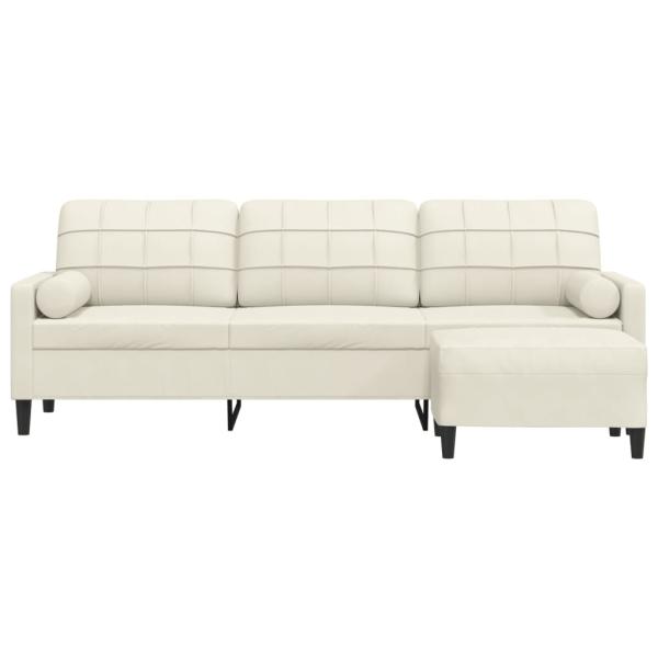 3-Sitzer-Sofa mit Hocker Creme 210 cm Samt