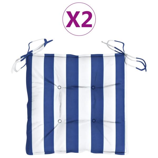 Stuhlkissen 2 Stk. Blau & Weiß Gestreift 40x40x7 cm Stoff
