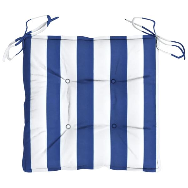 Stuhlkissen 2 Stk. Blau & Weiß Gestreift 40x40x7 cm Stoff