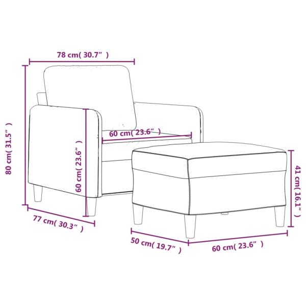 Sessel mit Hocker Rosa 60 cm Samt