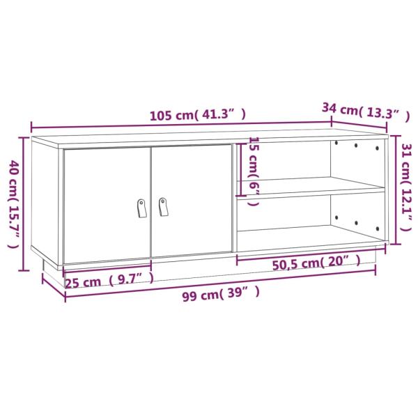 TV-Schrank 105x34x40 cm Massivholz Kiefer