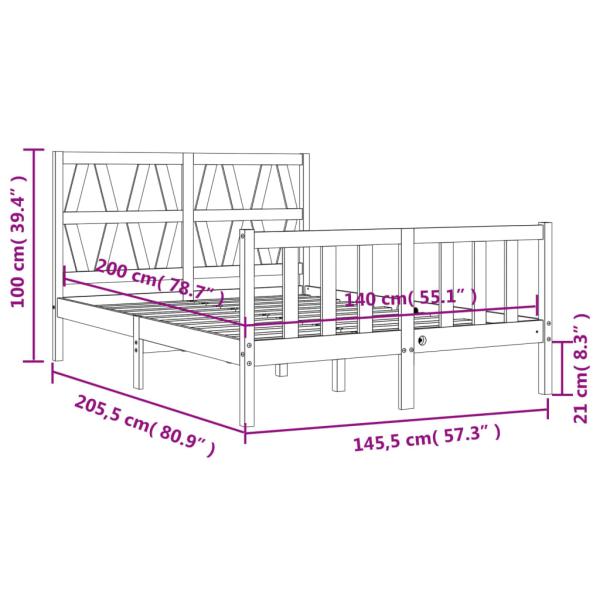 Massivholzbett ohne Matratze 140x200 cm Kiefernholz