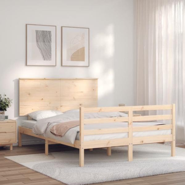 Massivholzbett mit Kopfteil 140x200 cm