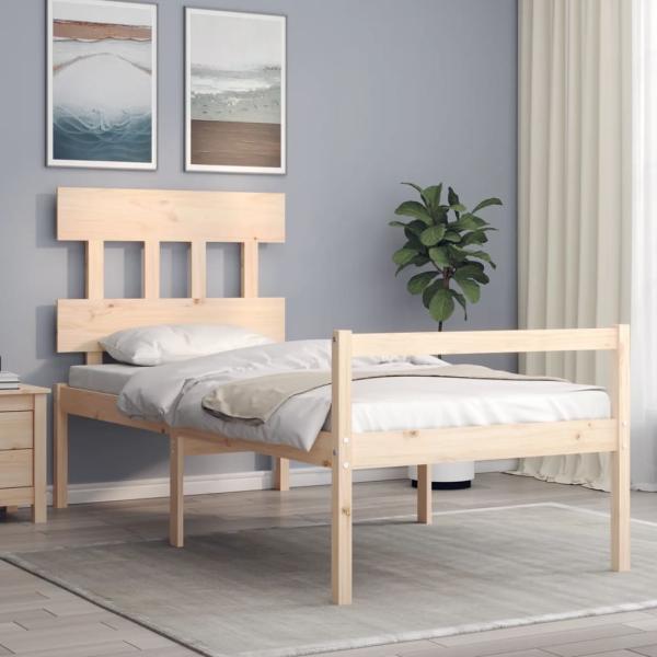 ARDEBO.de - Seniorenbett mit Kopfteil 90x200 cm Massivholz