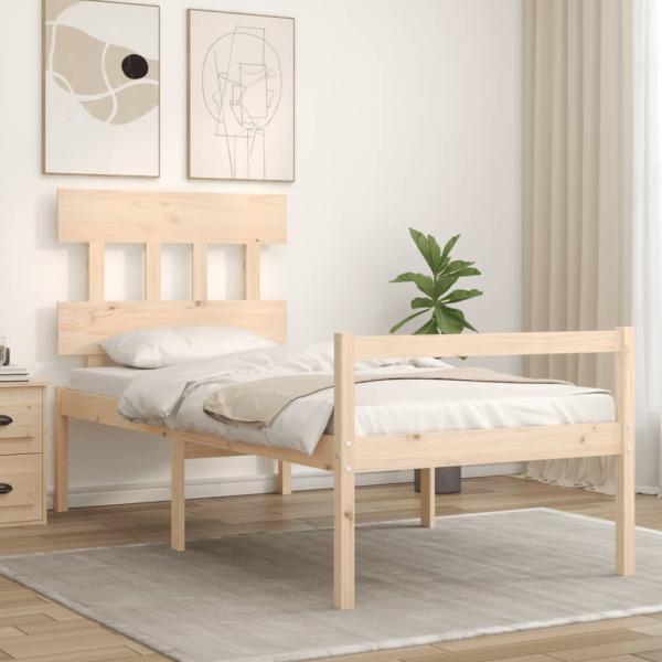 Seniorenbett mit Kopfteil 90x200 cm Massivholz