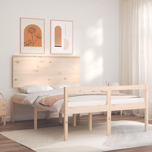 ARDEBO.de - Seniorenbett mit Kopfteil 140x200 cm Massivholz