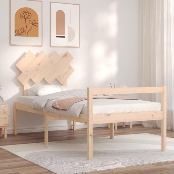 ARDEBO.de - Seniorenbett mit Kopfteil 90x200 cm Massivholz