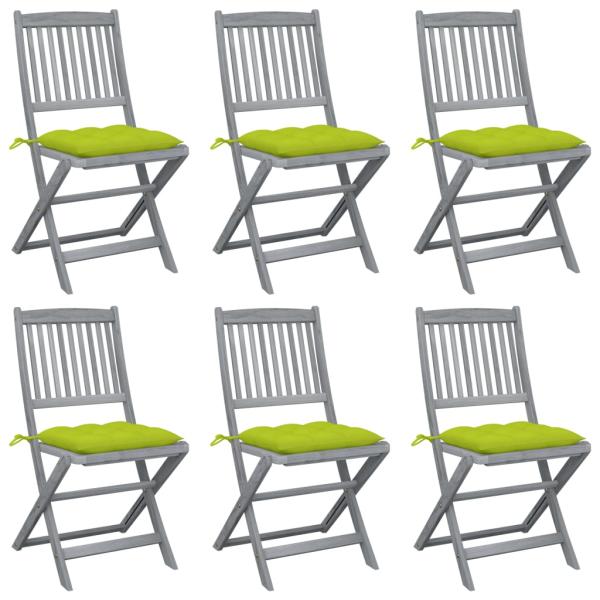 ARDEBO.de - Klappbare Gartenstühle 6 Stk. mit Kissen Massivholz Akazie